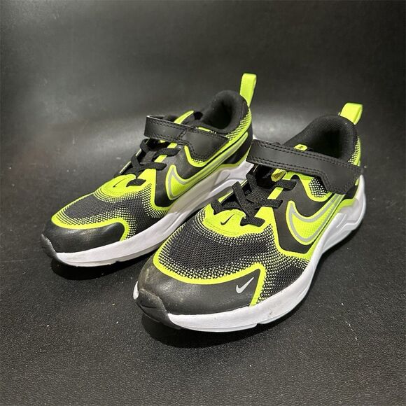 Nike Other - Nike Cosmic Runner PSV Kids Black Volt White Hook & Loop Low Top Sneaker 1Y